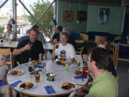 Danish dinner (hamburger) in Sail Club with the Fishers