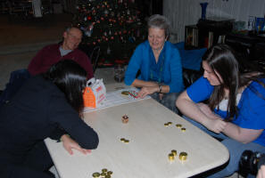 playing dreidel with chocolate money