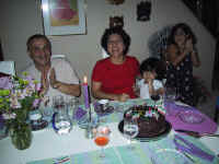 A surprised Zohreh and her family, Shahin, Sara and Nina